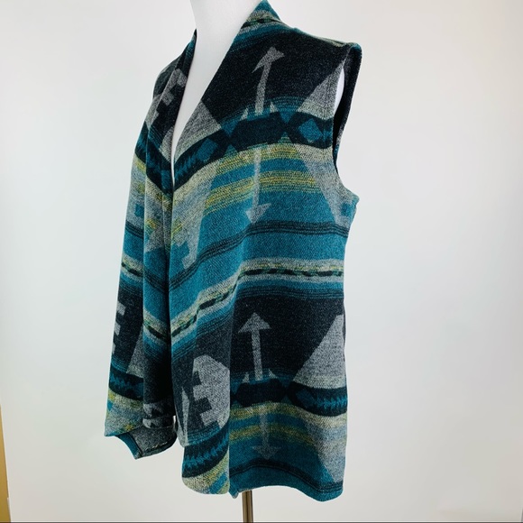 Apropos Draped Front Southwestern Print Vest Sz M - Picture 3 of 5